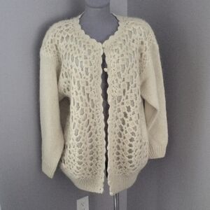 Vintage Amway Cream Mohair/Wool Cardigan - XL